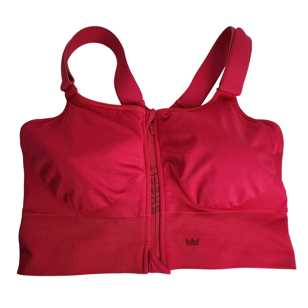 SHEFIT 2Luxe Sports Bra Women Raspberry Pink Zip Front High Impact Adjustable